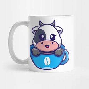 Cute cow on cup coffee cartoon Mug